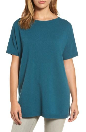 Women's Eileen Fisher Cashmere Tunic Sweater, Size - Blue/green