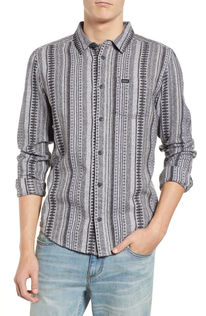 Men's Rvca Small Victory Woven Shirt - Grey