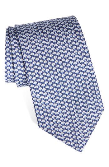 Men's Salvatore Ferragamo Geo Print Silk Tie, Size - Blue