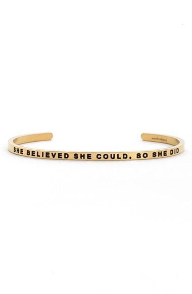 Women's Mantraband 'she Believed She Could' Cuff