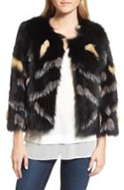 Women's Love Token Genuine Fox Fur Jacket - Black