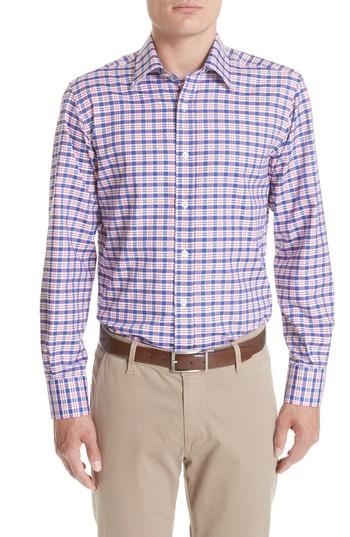 Men's Canali Regular Fit Plaid Sport Shirt - Red