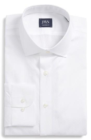 Men's John W. Nordstrom Traditional Fit Dobby Dot Dress Shirt .5 - White