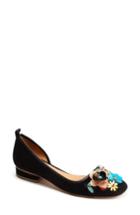 Women's Bill Blass Lola Flower Embellished Half D'orsay Flat M - Black