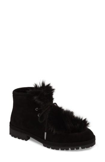 Women's Steve Madden Faux Fur Lug Sneaker .5 M - Black