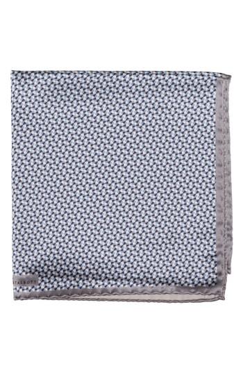Men's Robert Talbott Geometric Silk Pocket Square, Size - Grey
