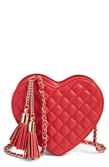 Mali + Lili Quilted Heart Faux Leather Crossbody Bag - Red