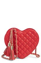 Mali + Lili Quilted Heart Faux Leather Crossbody Bag - Red