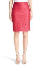 Women's St. John Collection Double Scallop Paisley Lace Skirt - Red