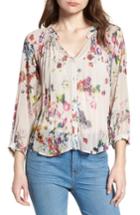 Women's Bishop + Young Floral Pleated Top - Ivory
