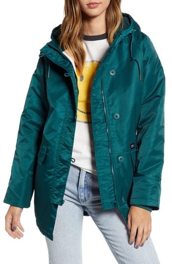 Women's Obey Foxtrot Water Resistant Parka - Green