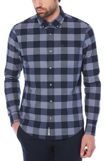 Men's Original Penguin End On End Plaid Shirt, Size - Blue