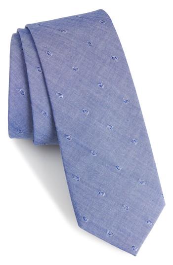 Men's 1901 Indigo Pine Cotton Skinny Tie, Size - Blue