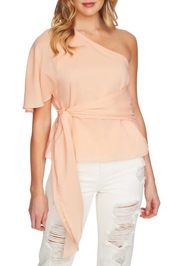 Women's 1.state Tie Waist One-shoulder Blouse, Size - Coral