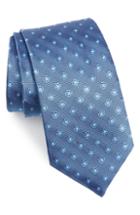 Men's David Donahue Flower Medallion Silk Tie, Size - Blue