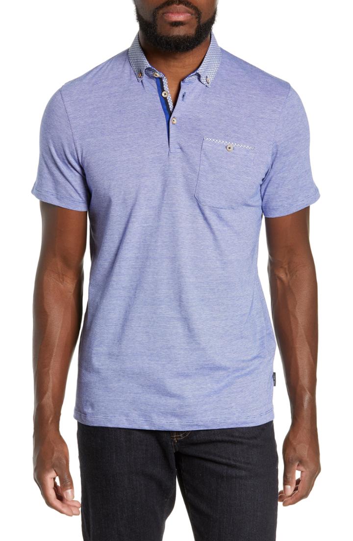 Men's Ted Baker London Igwan Slim Fit Short Sleeve Polo (m) - Blue