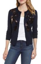 Women's J.crew Sequin Floral Embroidered Jackie Cardigan - Blue