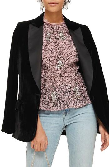 Women's Topshop Embellished High Neck Lace Top Us (fits Like 0) - Pink