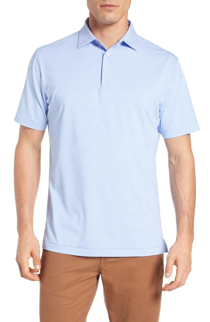 Men's Peter Millar Jubilee Stripe Jersey Polo - Blue/green