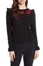 Women's Kate Spade New York Poppy Embroidered Sweater, Size - Black