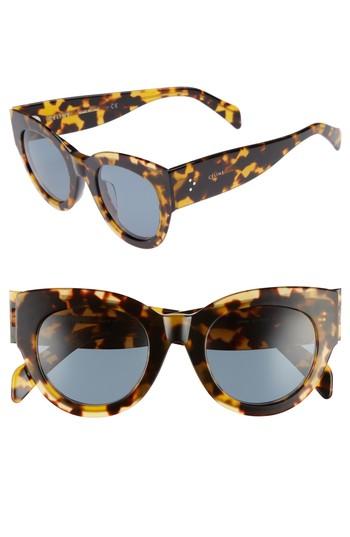 Women's Celine Special Fit 50mm Cat Eye Sunglasses - Havana/ Vintage Blue