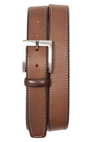 Men's Tommy Bahama Contrast Stitch Leather Belt - Brown