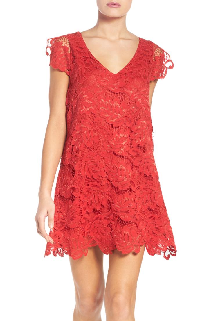 Women's Bb Dakota Jacqueline Lace Shift Dress - Red