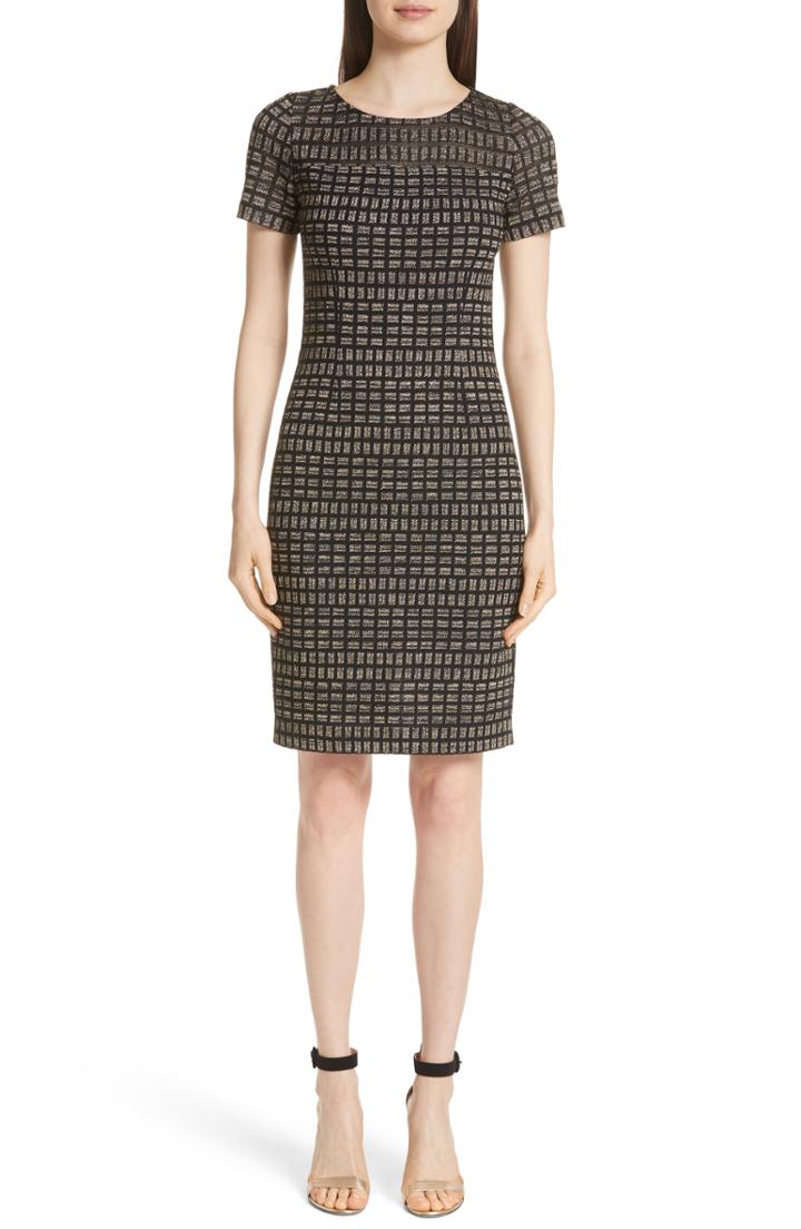Women's St. John Collection Shimmer Rectangle Jacquard Knit Dress