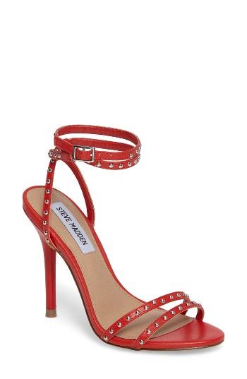 Women's Steve Madden Wish Studded Strappy Sandal .5 M - Red