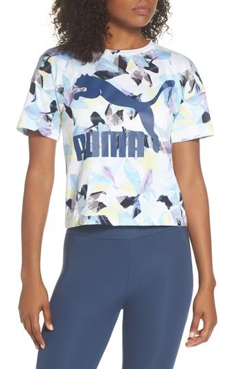Women's Puma Classics Logo Tee, Size - Blue