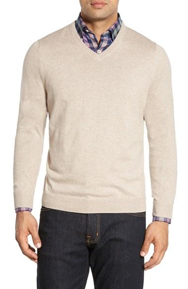 Men's Nordstrom Men's Shop Cotton & Cashmere V-neck Sweater
