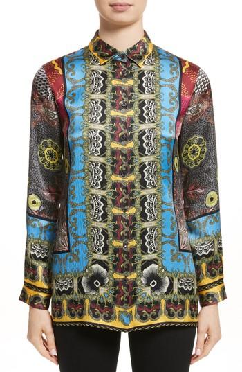 Women's Etro Print Hammered Silk Shirt Us / 38 It - Black