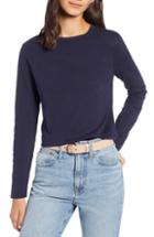 Women's 1901 Rib Crewneck Stretch Cotton Top, Size - Blue