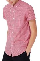 Men's Topman Slim Fit Gingham Smart Shirt, Size - Red