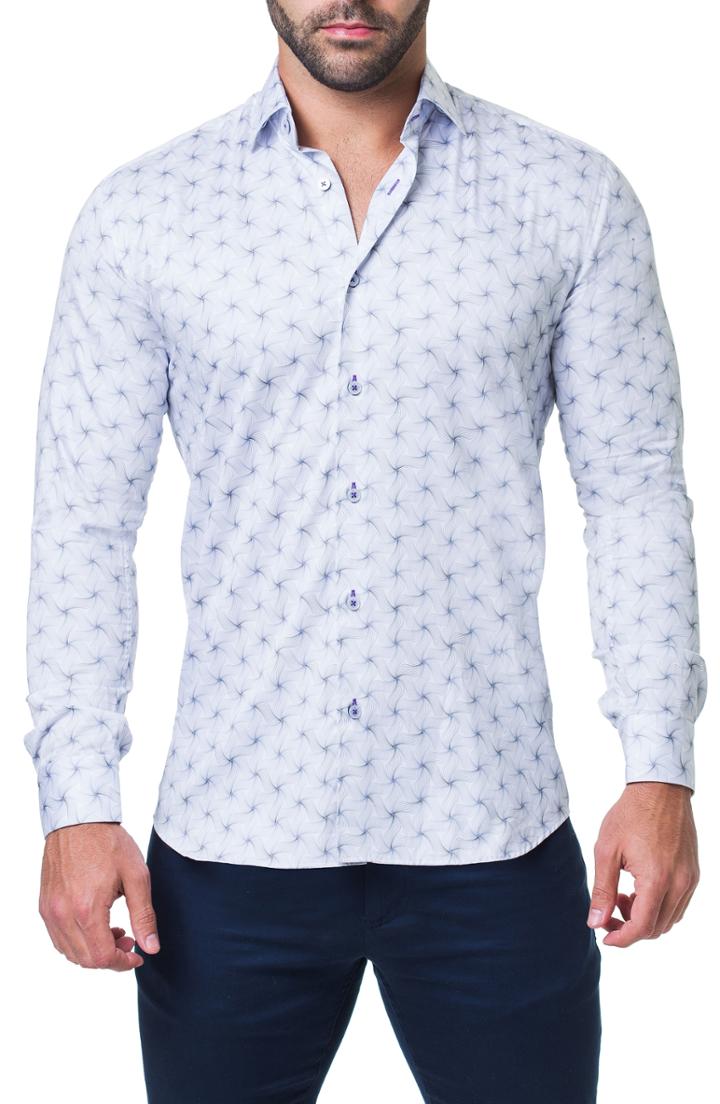 Men's Maceoo Fibonacci Swirl Print Sport Shirt - Grey