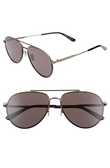 Women's Bottega Veneta 59mm Aviator Sunglasses - Silver/ Black