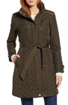 Women's Cole Haan Signature Belted Quilted Coat - Green