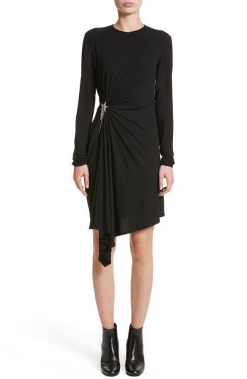 Women's Saint Laurent Ruched Side Drape Jersey Dress Us / 42 Fr - Black