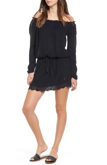 Women's Roxy Lace Trim Off The Shoulder Dress - Black