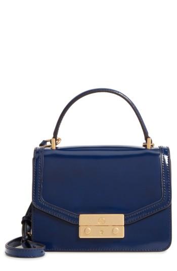 Tory Burch Mini Juliette Leather Top Handle Satchel - Blue