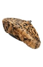 Women's Eric Javits Jag Leopard Print Genuine Rabbit Fur Beret -