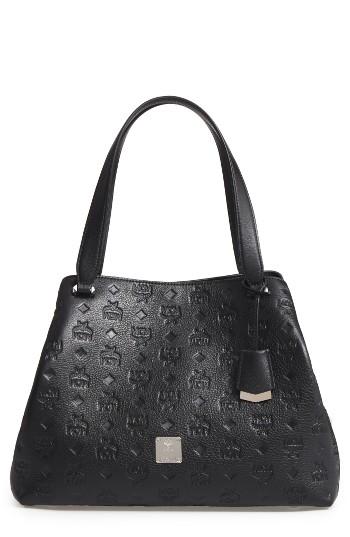 Mcm Signature Monogrammed Leather Handbag - Beige