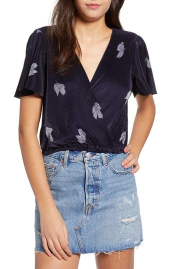 Women's Astr The Label Crinkle Crop Top - Blue