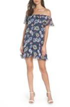 Women's Mary & Mabel Off The Shoulder Button Front Shift Dress - Blue
