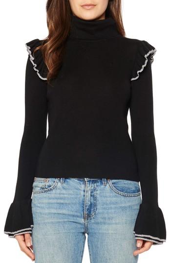 Women's Willow & Clay Ruffle Bell Sleeve Turtleneck, Size - Black