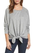 Women's Caslon Tie Front Sweatshirt - Grey