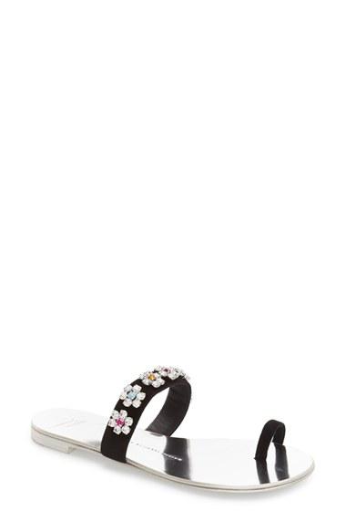 Women's Giuseppe Zanotti Crystal Embellished Flat Sandal