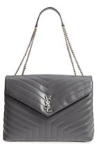 Saint Laurent Large Loulou Matelasse Leather Shoulder Bag - Grey