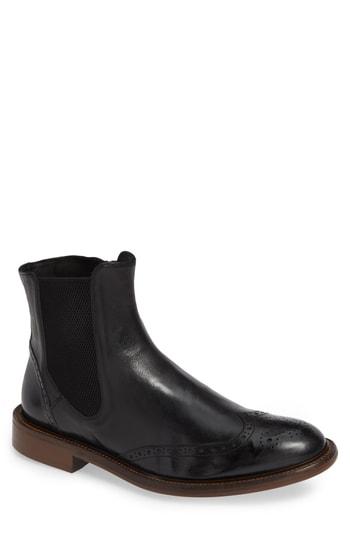 Men's J & M 1850 Bryson Wingtip Chelsea Boot M - Black