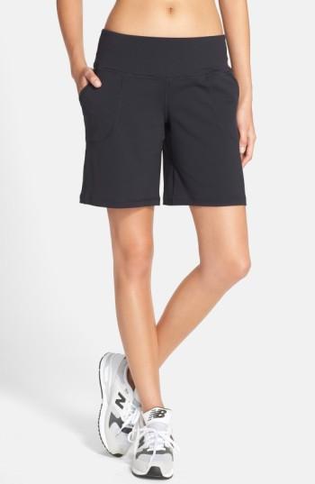 Women's New Balance 'premium Performance' Sport Bermuda Shorts, Size - Black